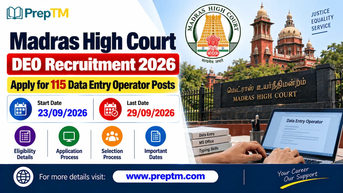 Madras High Court DEO Recruitment 2026 - Apply for 115 Data Entry Operator Posts